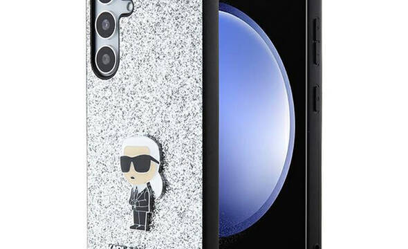 Karl Lagerfeld Fixed Glitter Ikonik Logo Metal Pin - Etui Samsung Galaxy S24 (srebrny) - zdjęcie 1