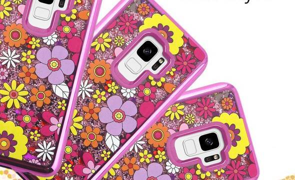 Zizo Liquid Glitter Star Case - Etui Samsung Galaxy S9 (Multiflowers) - zdjęcie 3