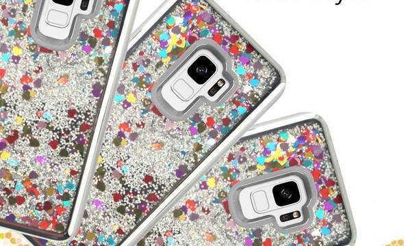 Zizo Liquid Glitter Star Case - Etui Samsung Galaxy S9 (Silver) - zdjęcie 3