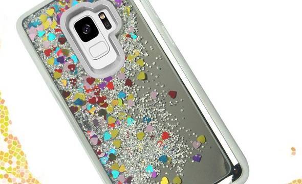 Zizo Liquid Glitter Star Case - Etui Samsung Galaxy S9 (Silver) - zdjęcie 4