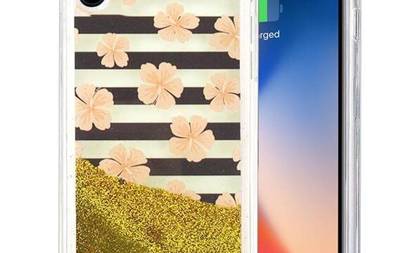 Zizo Liquid Glitter Star Case - Etui iPhone X (Pink Flowers) - zdjęcie 1