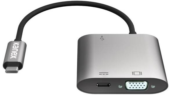 Kanex USB-C VGA Adapter with Power Delivery - Adapter z USB-C na USB 1,5 A, USB-C Power Delivery 60 W + VGA Full HD (Anodized Aluminum) - zdjęcie 1