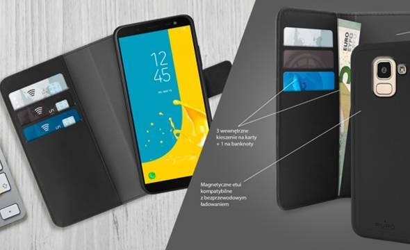 PURO Wallet Detachable - Etui 2w1 Samsung Galaxy A6 2018 (czarny) - zdjęcie 4