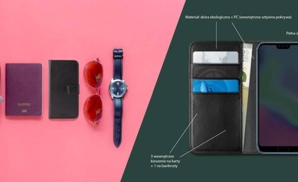 PURO Booklet Wallet Case - Etui Samsung Galaxy A6+ (2018) z kieszeniami na karty + stand up (czarny) - zdjęcie 6