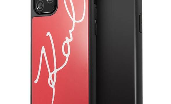 Karl Lagerfeld Double Layers Tempered Glass Glitter Signature Case - Etui iPhone 11 Pro Max (czerwony) - zdjęcie 1