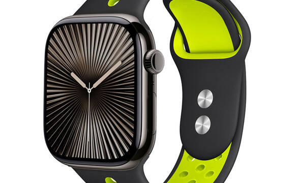 Crong Duo Sport - Pasek do Apple Watch 38/40/41/42 mm (czarny/limonkowy) - zdjęcie 1