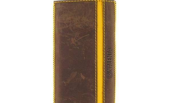 Valenta Pocket Stripe Vintage - Skórzane etui wsuwka Samsung Galaxy S5, Sony Xperia Z i inne (brązowy) - zdjęcie 4