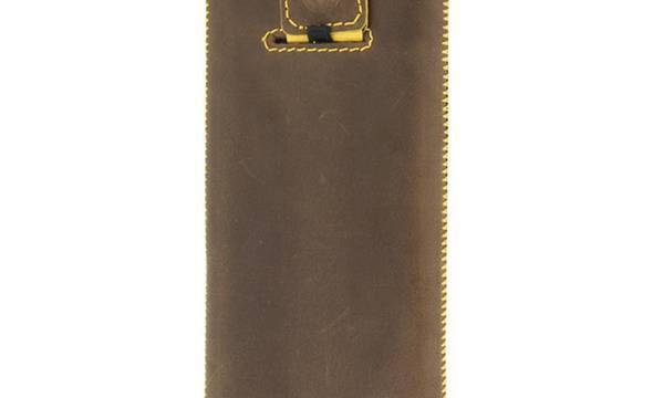 Valenta Pocket Stripe Vintage - Skórzane etui wsuwka Samsung Galaxy S5, Sony Xperia Z i inne (brązowy) - zdjęcie 5
