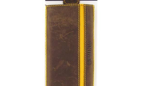 Valenta Pocket Stripe Vintage - Skórzane etui wsuwka Samsung Galaxy S5, Sony Xperia Z i inne (brązowy) - zdjęcie 9