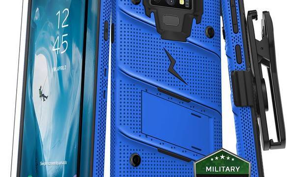 Zizo Bolt Cover - Pancerne etui Samsung Galaxy Note 9 ze szkłem 9H na ekran + podstawka & uchwyt do paska (Blue/Black) - zdjęcie 1