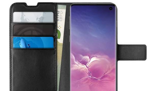 PURO Booklet Wallet Case - Etui Samsung Galaxy S10 z kieszeniami na karty + stand up (czarny) - zdjęcie 1