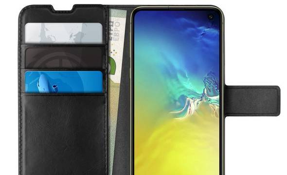 PURO Booklet Wallet Case - Etui Samsung Galaxy S10e z kieszeniami na karty + stand up (czarny) - zdjęcie 1