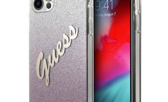 Guess Glitter Gradient Script - Etui iPhone 12 / iPhone 12 Pro (r - zdjęcie 1