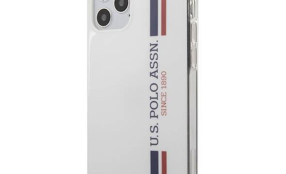 US Polo Assn Shiny Tricolor Stripes - Etui iPhone 12 / iPhone 12 Pro (bia - zdjęcie 1