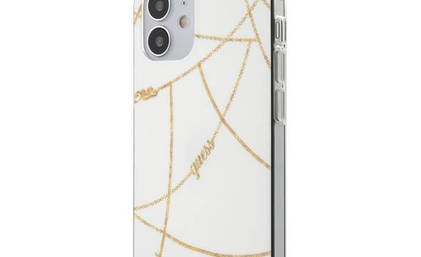 Guess Gold Chain - Etui iPhone 12 Mini (bia - zdjęcie 1