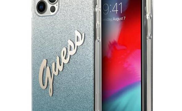 Guess Glitter Gradient Script - Etui iPhone 12 Pro Max (niebieski) - zdjęcie 1