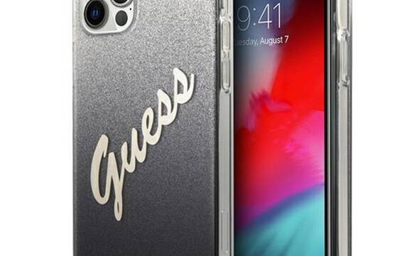 Guess Glitter Gradient Script - Etui iPhone 12 Pro Max (czarny) - zdjęcie 1
