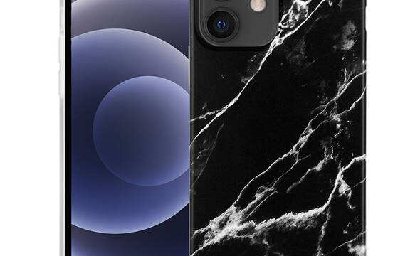 Crong Marble Case - Etui iPhone 12 Mini (czarny) - zdjęcie 1