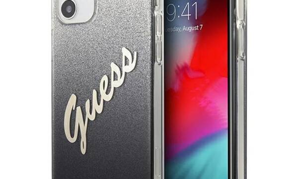 Guess Glitter Gradient Script - Etui iPhone 12 mini (czarny) - zdjęcie 1