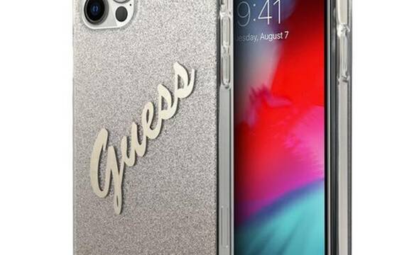 Guess Glitter Gradient Script - Etui iPhone 12 / iPhone 12 Pro (z - zdjęcie 1