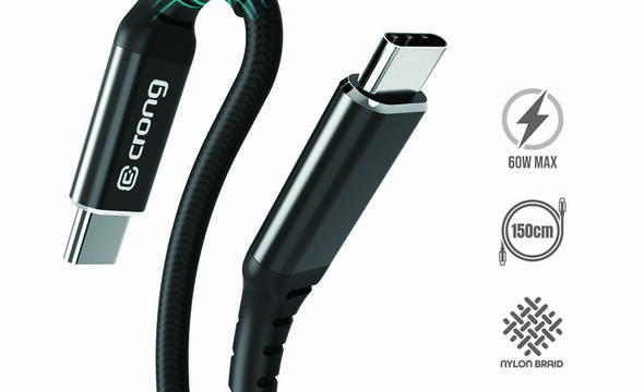 Crong Armor Link - Kabel 60W PD 3A USB-C do USB-C 150cm (czarny) - zdjęcie 1