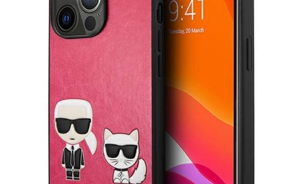 Karl Lagerfeld PU Leather Karl & Choupette Embossed - Etui iPhone 13 Pro (fuksja) - zdjęcie 1