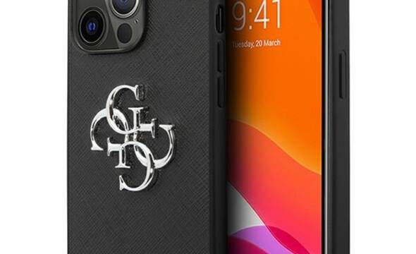 Guess Saffiano 4G Big Silver Logo - Etui iPhone 13 Pro (czarny) - zdjęcie 1