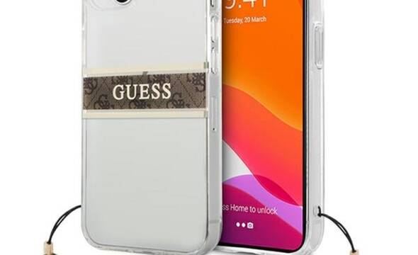 Guess 4G Stripe Brown Charm - Etui iPhone 13 mini (przezroczysty) - zdjęcie 1