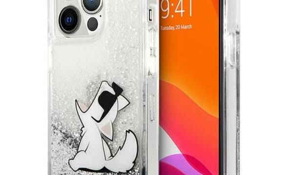 Karl Lagerfeld Liquid Glitter Choupette Fun - Etui iPhone 13 Pro Max (srebrny) - zdjęcie 1