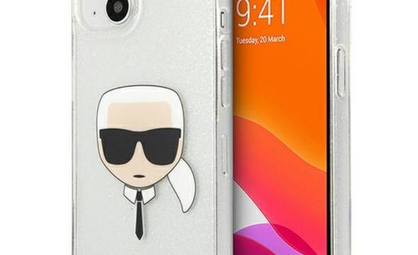 Karl Lagerfeld Karl's Head Glitter - Etui iPhone 13 mini (srebrny) - zdjęcie 1