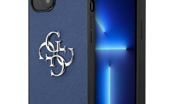 Guess Saffiano 4G Big Silver Logo - Etui iPhone 13 mini (niebieski) - zdjęcie 1