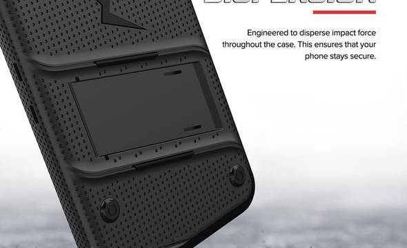 Zizo Bolt Cover - Pancerne etui Samsung Galaxy S10e ze szkłem 9H na ekran + podstawka & uchwyt do paska (Black/Black) - zdjęcie 4