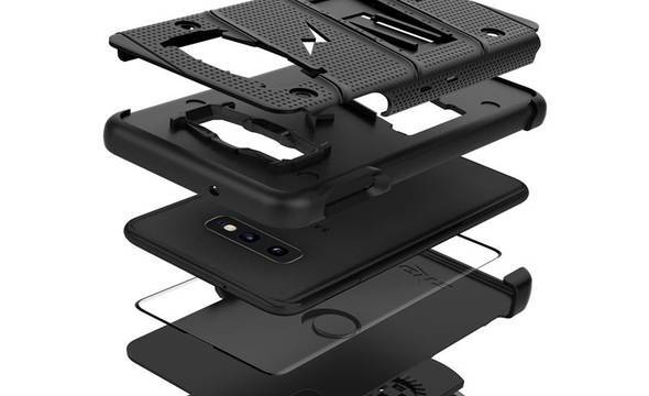 Zizo Bolt Cover - Pancerne etui Samsung Galaxy S10e ze szkłem 9H na ekran + podstawka & uchwyt do paska (Black/Black) - zdjęcie 9