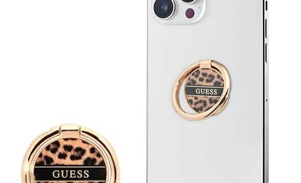 Guess Ring Stand Leopard - Magnetyczny uchwyt na palec do telefonu (Brown) - zdjęcie 1