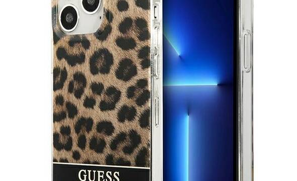 Guess Leopard Electro Stripe - Etui iPhone 13 Pro (Brown) - zdjęcie 1