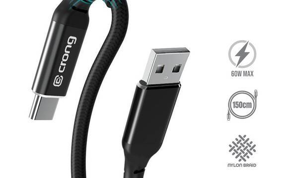 Crong Armor Link - Kabel 60W PD 3A USB-A do USB-C 150cm (czarny) - zdjęcie 1