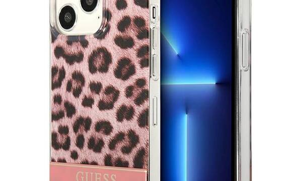 Guess Leopard Electro Stripe - Etui iPhone 13 Pro (Pink) - zdjęcie 1