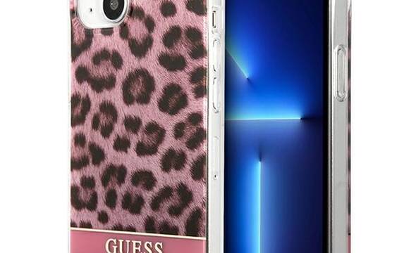 Guess Leopard Electro Stripe - Etui iPhone 13 mini (Pink) - zdjęcie 1