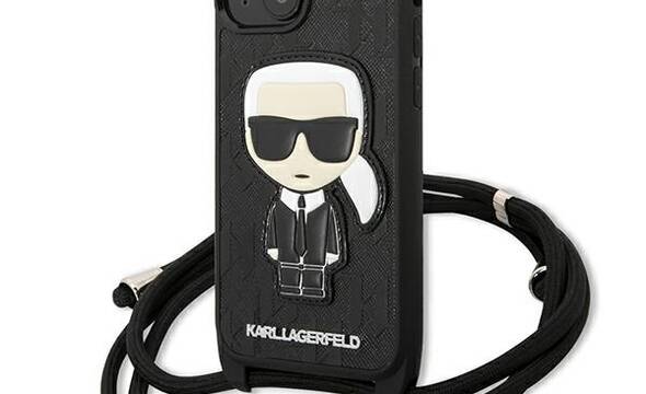 Karl Lagerfeld Monogram Leather Patch and Cord Iconik - Etui iPhone 13 mini - zdjęcie 1