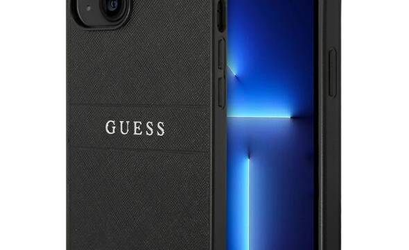 Guess Saffiano Metal Logo Stripes - Etui iPhone 14 Plus (czarny) - zdjęcie 1