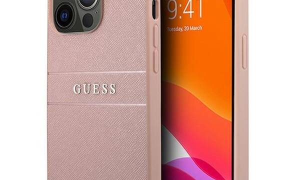 Guess Saffiano Metal Logo Stripes - Etui iPhone 13 Pro Max (r - zdjęcie 1