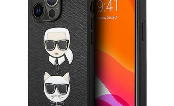 Karl Lagerfeld Saffiano Karl & Choupette Embossed Heads - Etui iPhone 13 Pro (czarny) - zdjęcie 1