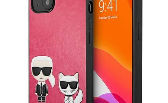 Karl Lagerfeld PU Leather Karl & Choupette Embossed - Etui iPhone 13 Mini (fuksja) - zdjęcie 1
