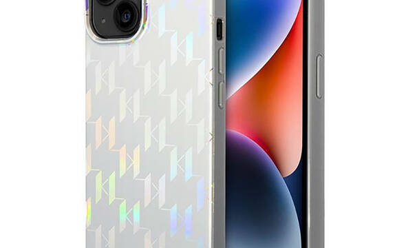 Karl Lagerfeld Monogram Iridescent - Etui iPhone 14 Plus (srebrny) - zdjęcie 1