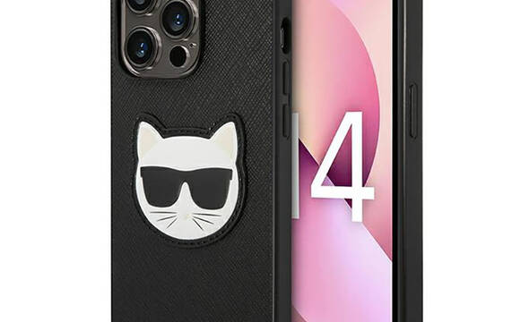 Karl Lagerfeld Saffiano Choupette Head Patch Case - Etui iPhone 14 Pro Max (czarny) - zdjęcie 1