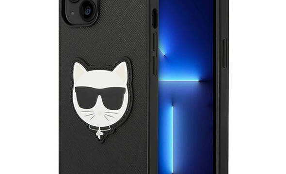 Karl Lagerfeld Saffiano Choupette Head Patch Case - Etui iPhone 14 Plus (czarny) - zdjęcie 1
