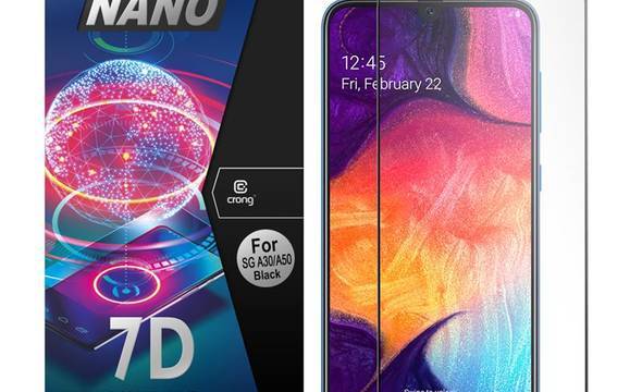 Crong 7D Nano Flexible Glass - Szkło hybrydowe 9H na cały ekran Samsung Galaxy A30 / A50 / A50s - zdjęcie 1