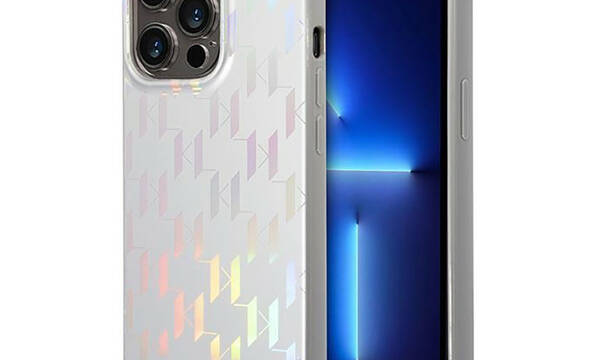 Karl Lagerfeld Monogram Iridescent - Etui iPhone 14 Pro Max (srebrny) - zdjęcie 1