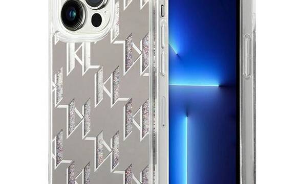 Karl Lagerfeld Monogram Liquid Glitter - Etui iPhone 14 Pro (srebrny) - zdjęcie 1
