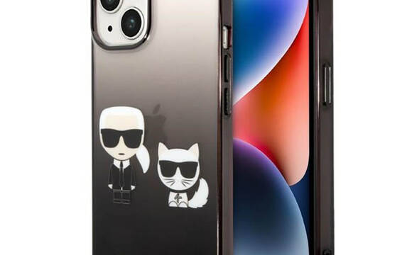 Karl Lagerfeld Gradient Ikonik Karl & Choupette - Etui iPhone 14 Plus (czarny) - zdjęcie 1